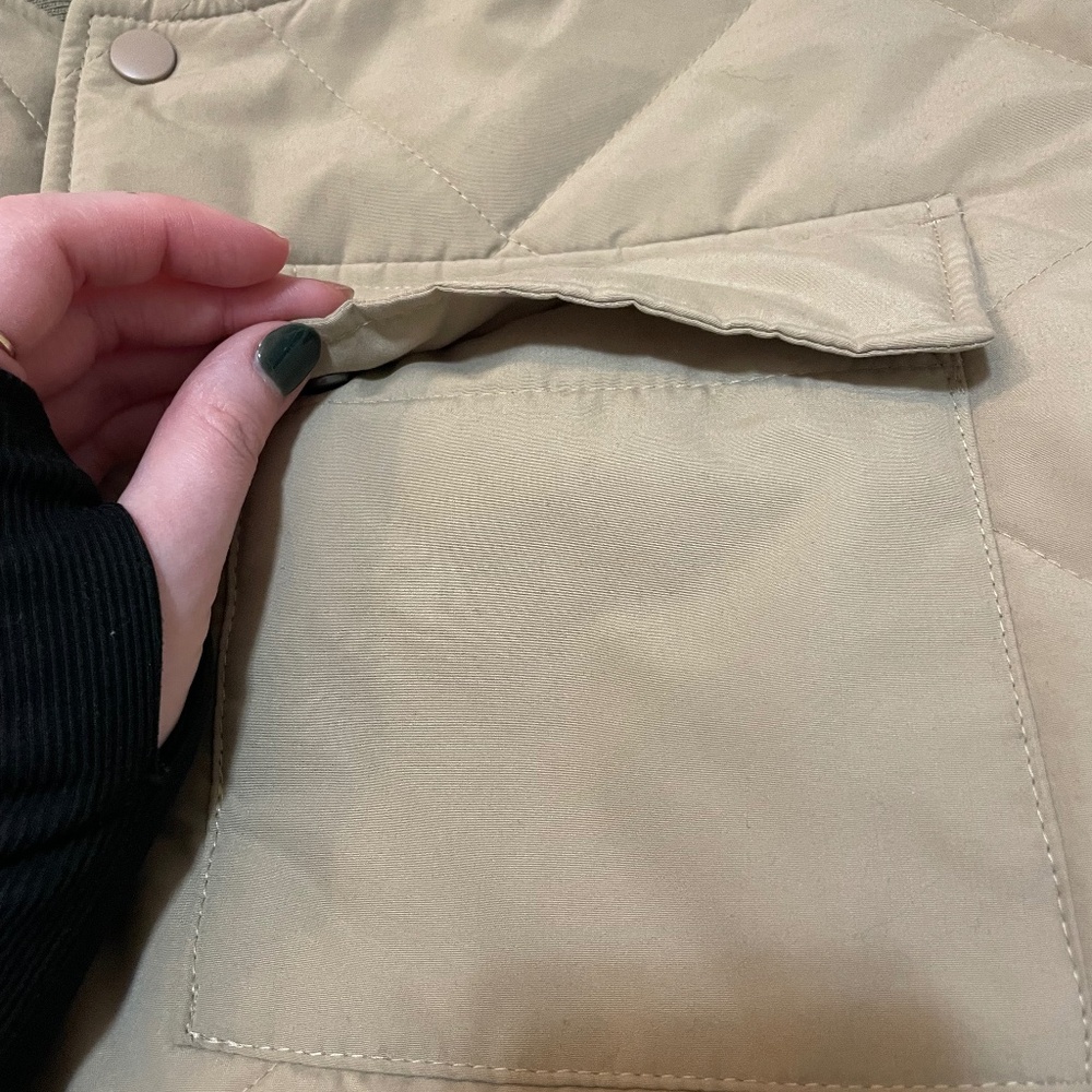 Tan Quilted Bomber Jacket - Picture 2 of 4